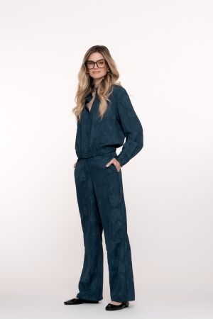 Geisha Pants denim flowers 00065 Blue