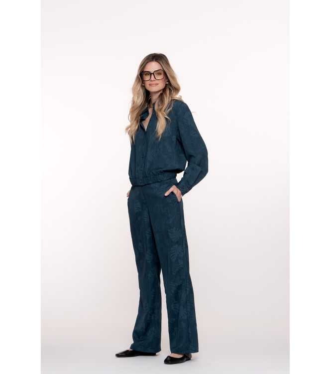 Geisha Pants denim flowers 00065 Blue
