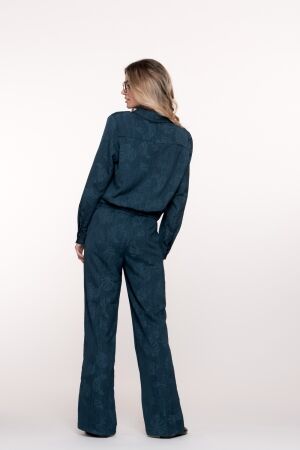 Geisha Pants denim flowers 00065 Blue
