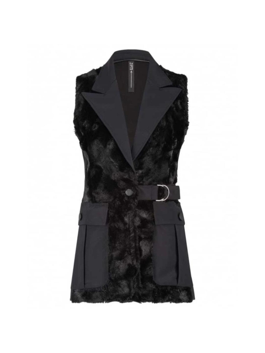 ZIP73 Gilet long cargo teddy 001 Black