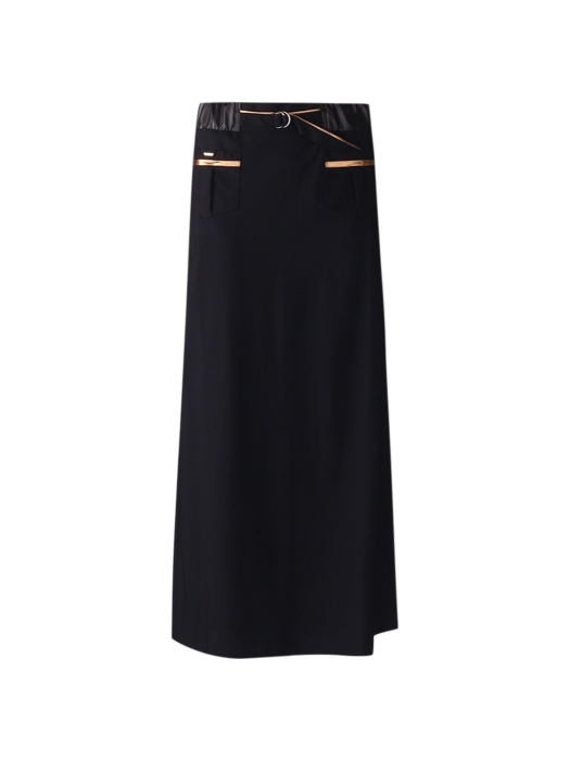 ZIP73 Long skirt  001 Black