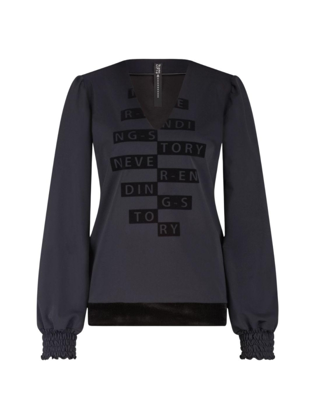 ZIP73 Top V never ending 005 Black velvet