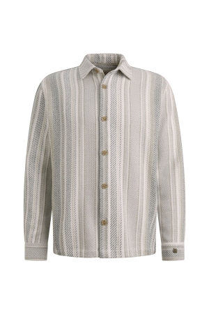 Cast Iron LONG SLEEVE SHIRT Twill Slub Strip 7178 White onyx