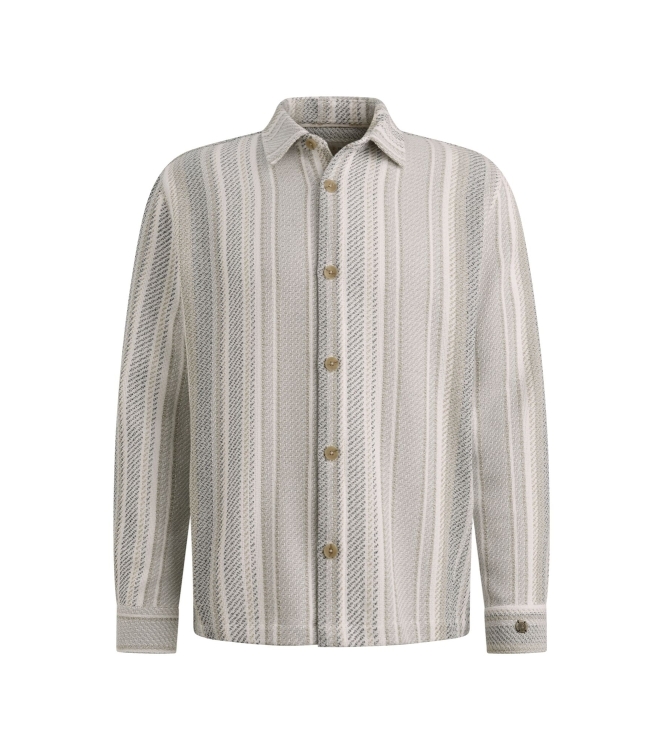 Cast Iron LONG SLEEVE SHIRT Twill Slub Strip 7178 White onyx