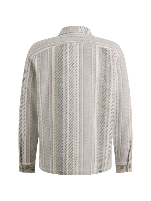 Cast Iron LONG SLEEVE SHIRT Twill Slub Strip 7178 White onyx