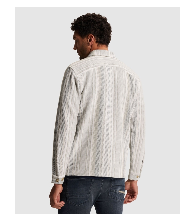 Cast Iron LONG SLEEVE SHIRT Twill Slub Strip 7178 White onyx