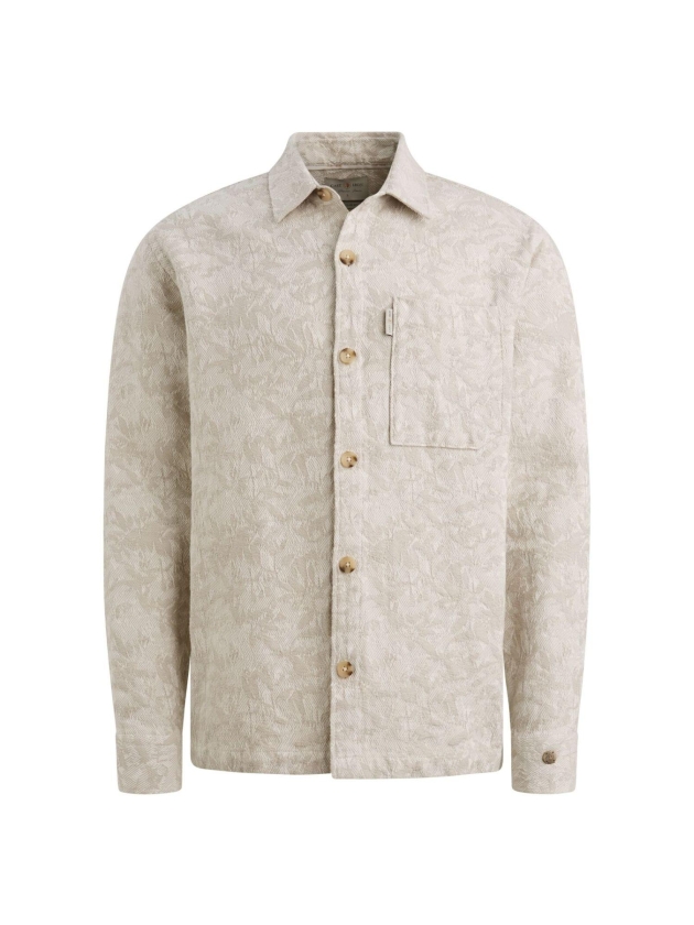Cast Iron LONG SLEEVE SHIRT Jacquard 2 tone 7178 White onyx