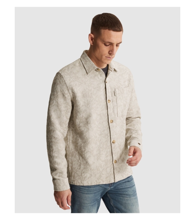 Cast Iron LONG SLEEVE SHIRT Jacquard 2 tone 7178 White onyx