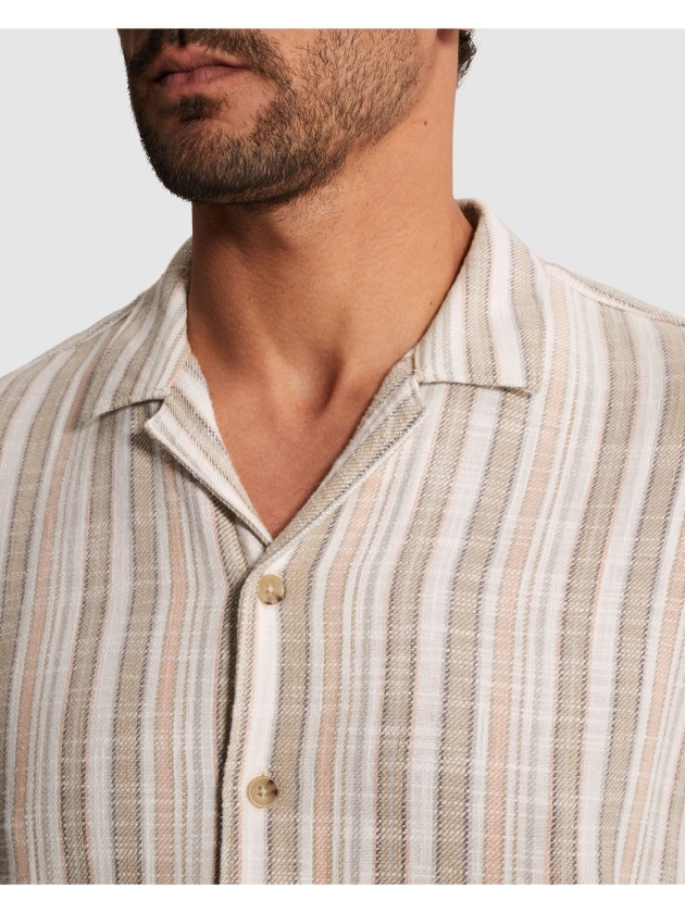 Cast Iron Short Sleeve Shirt Slub Twill stri 8023 Aluminum