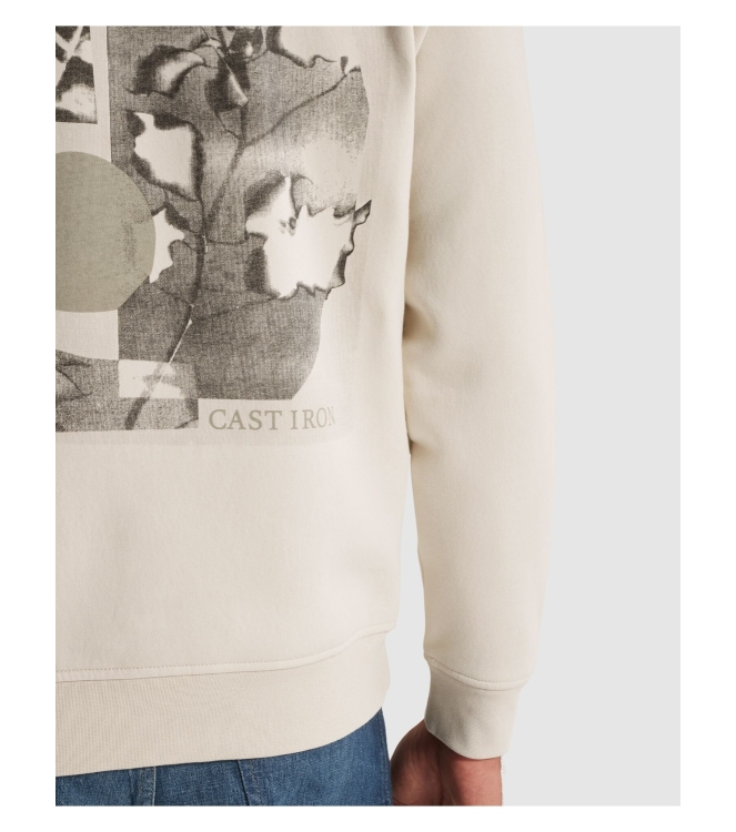 Cast Iron Long sleeve r-neck relaxed fit gra 7178 White onyx