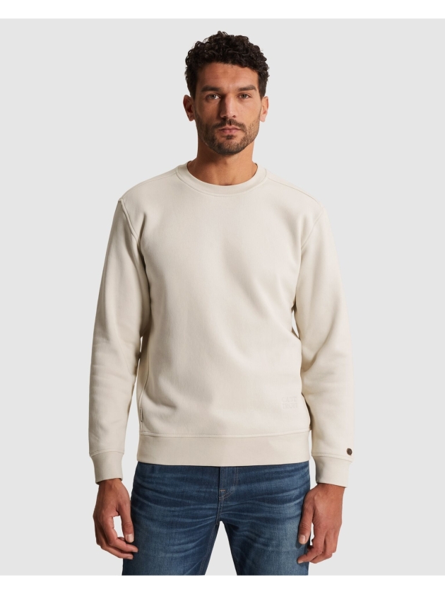 Cast Iron Long sleeve r-neck relaxed fit gra 7178 White onyx