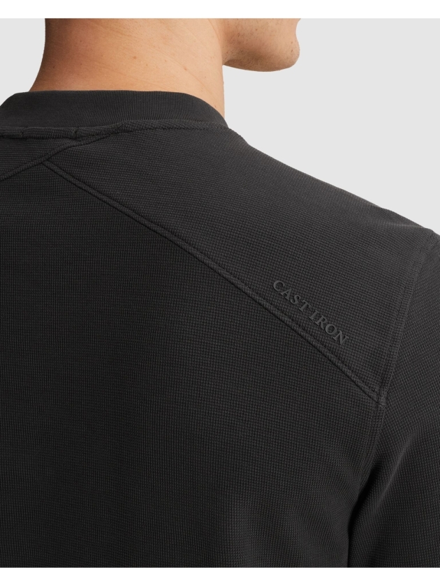 Cast Iron Long sleeve r-neck regular fit str 9159 Black sand