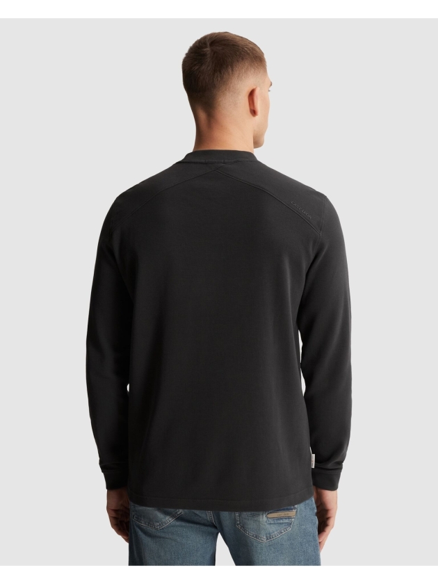 Cast Iron Long sleeve r-neck regular fit str 9159 Black sand