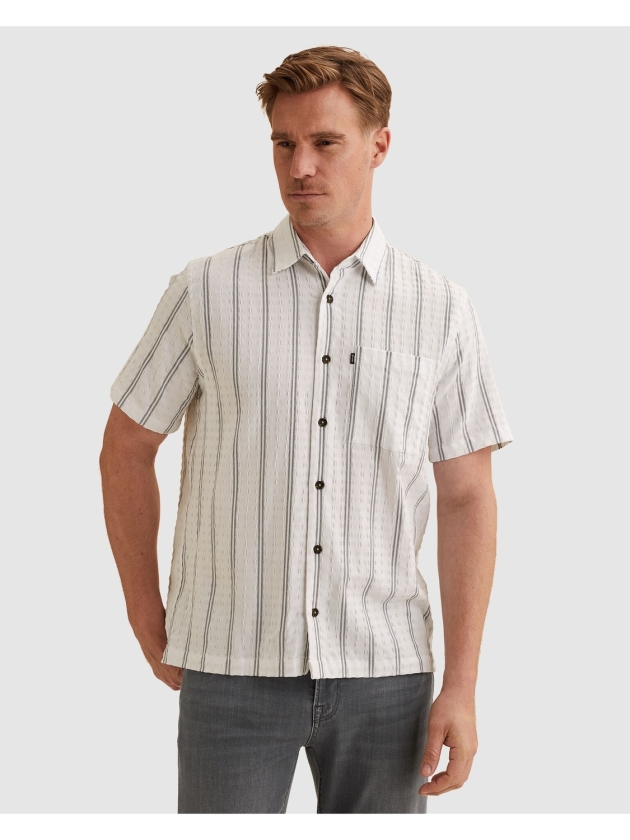Vanguard Short Sleeve Shirt YD Dobby stripe 7003 Bright white