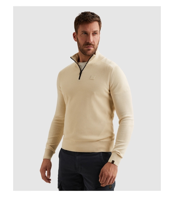 PME Legend Half zip collar cotton modal 7013 Bone white
