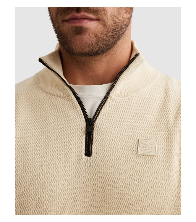 PME Legend Half zip collar cotton modal 7013 Bone white