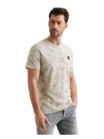 PME Legend Short sleeve r-neck aop cotton slu 7013 Bone white