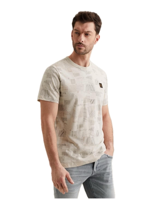 PME Legend Short sleeve r-neck aop cotton slu 7013 Bone white