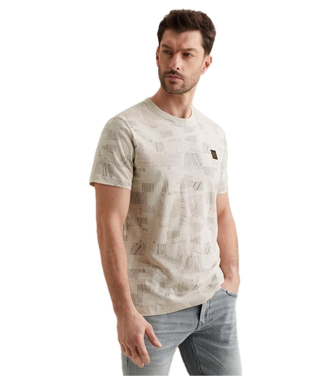 PME Legend Short sleeve r-neck aop cotton slu 7013 Bone white