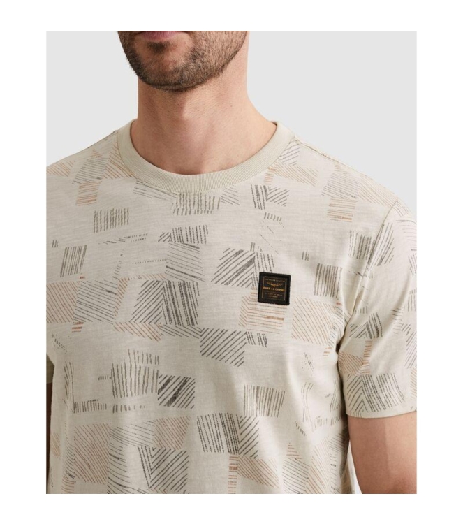 PME Legend Short sleeve r-neck aop cotton slu 7013 Bone white