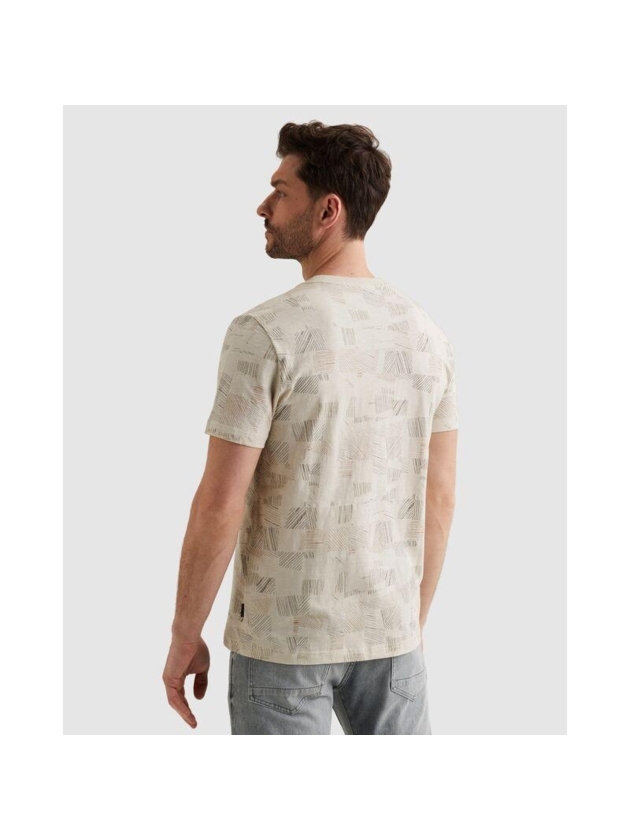 PME Legend Short sleeve r-neck aop cotton slu 7013 Bone white