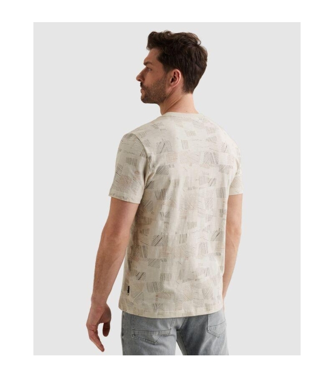 PME Legend Short sleeve r-neck aop cotton slu 7013 Bone white