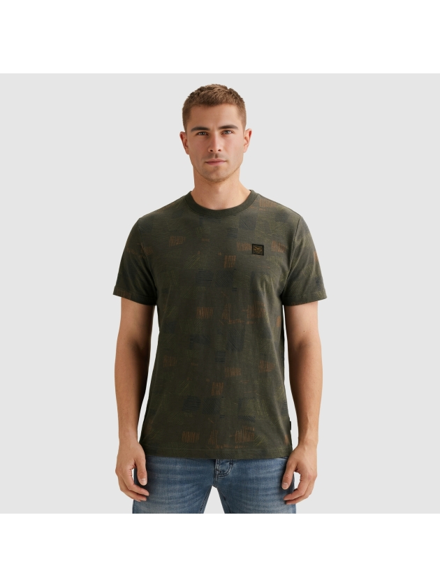 PME Legend Short sleeve r-neck aop cotton slu 8039 Beluga