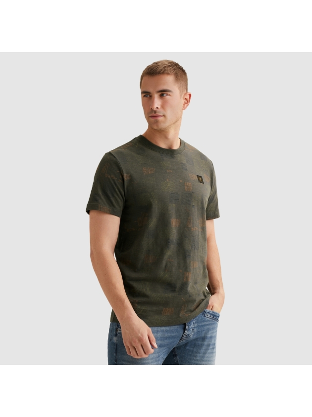 PME Legend Short sleeve r-neck aop cotton slu 8039 Beluga