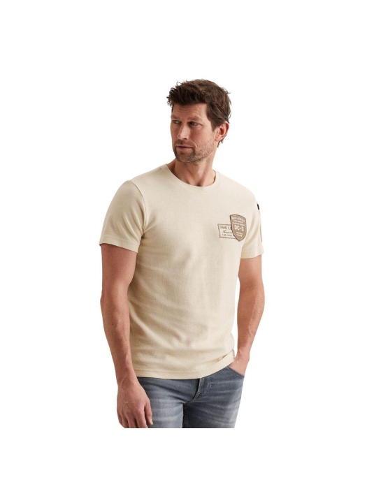 PME Legend Short sleeve r-neck structured piq 7013 Bone white