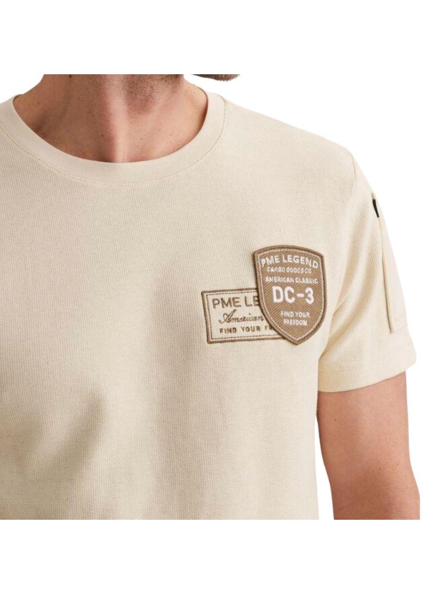 PME Legend Short sleeve r-neck structured piq 7013 Bone white