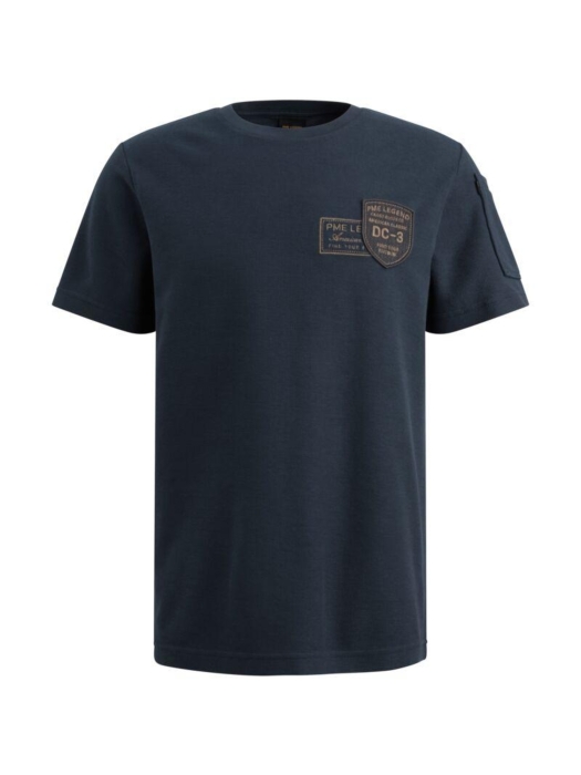 PME Legend Short sleeve r-neck structured piq 5116 Mood indigo
