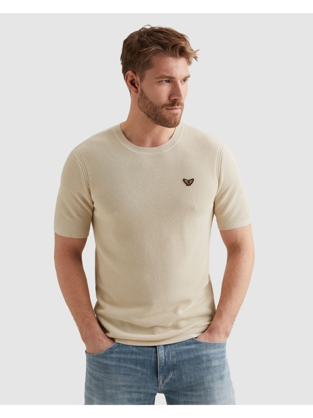 PME Legend T-shirt collar cotton modal 7013 Bone white
