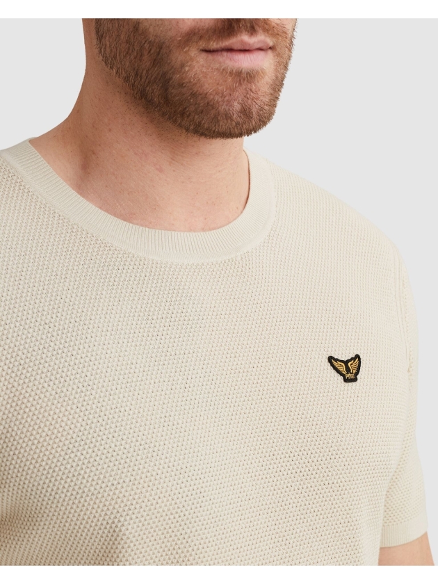 PME Legend T-shirt collar cotton modal 7013 Bone white
