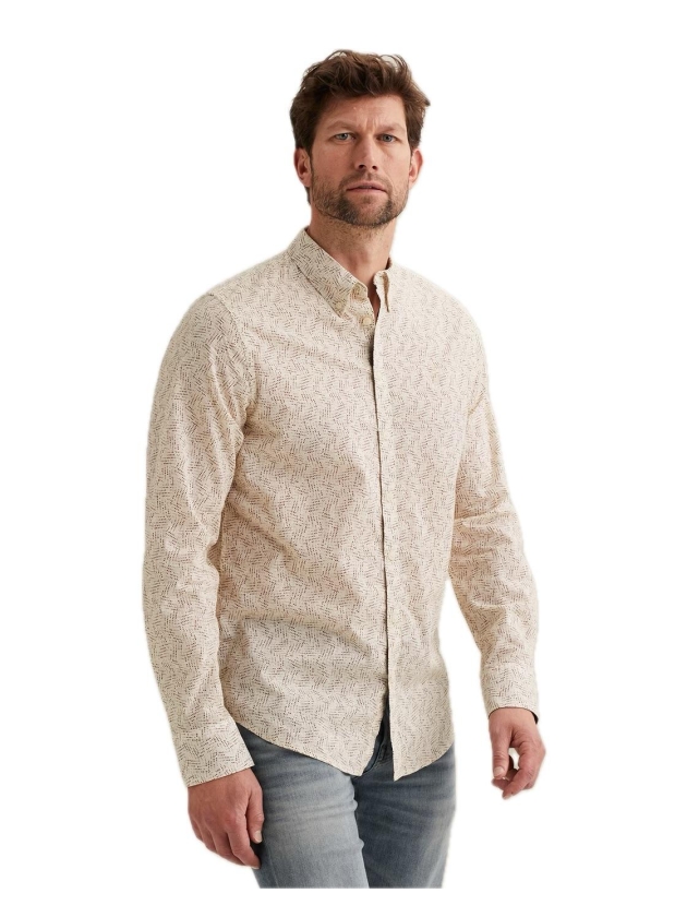 PME Legend LONG SLEEVE SHIRT Aop On Ctn Slub 7013 Bone white
