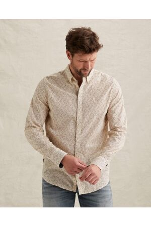 PME Legend LONG SLEEVE SHIRT Aop On Ctn Slub 7013 Bone white