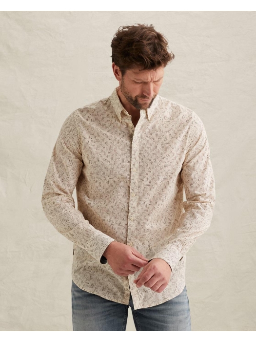 PME Legend LONG SLEEVE SHIRT Aop On Ctn Slub 7013 Bone white