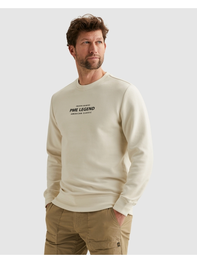 PME Legend Crewneck cotton blend sweat 7013 Bone white