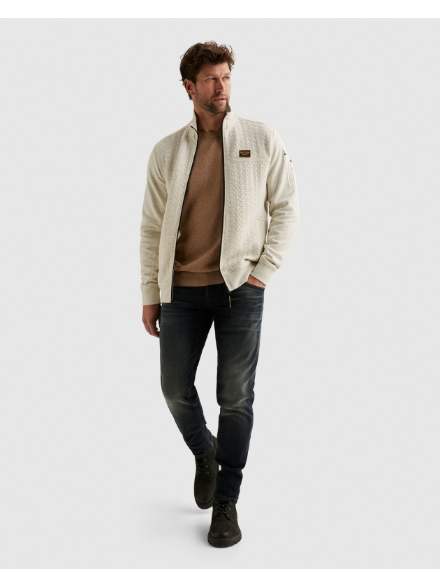 PME Legend Zip jacket jacquard interlock fren 910 Bone white melee