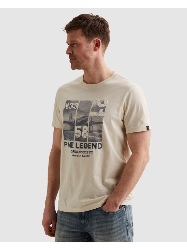 PME Legend Short sleeve r-neck single jersey 7013 Bone white