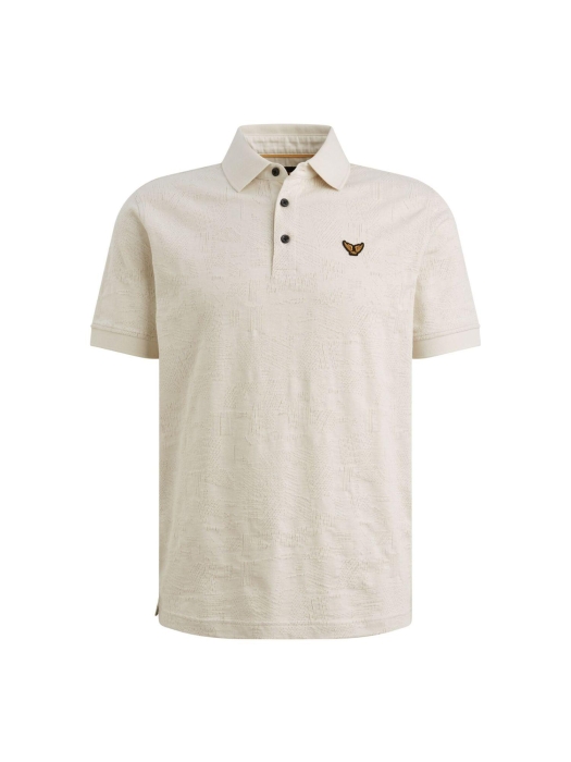 PME Legend Short sleeve polo jacquard jersey 7013 Bone white