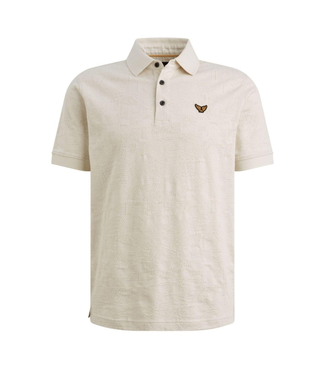 PME Legend Short sleeve polo jacquard jersey 7013 Bone white