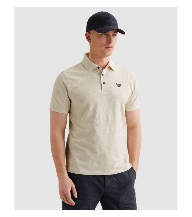 PME Legend Short sleeve polo jacquard jersey 7013 Bone white
