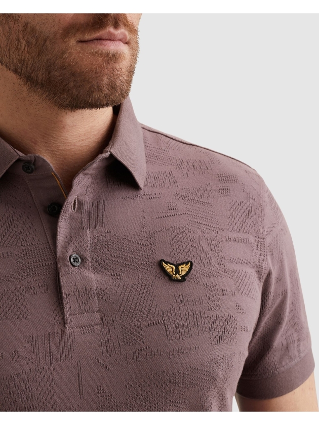 PME Legend Short sleeve polo jacquard jersey 4323 Moonscape