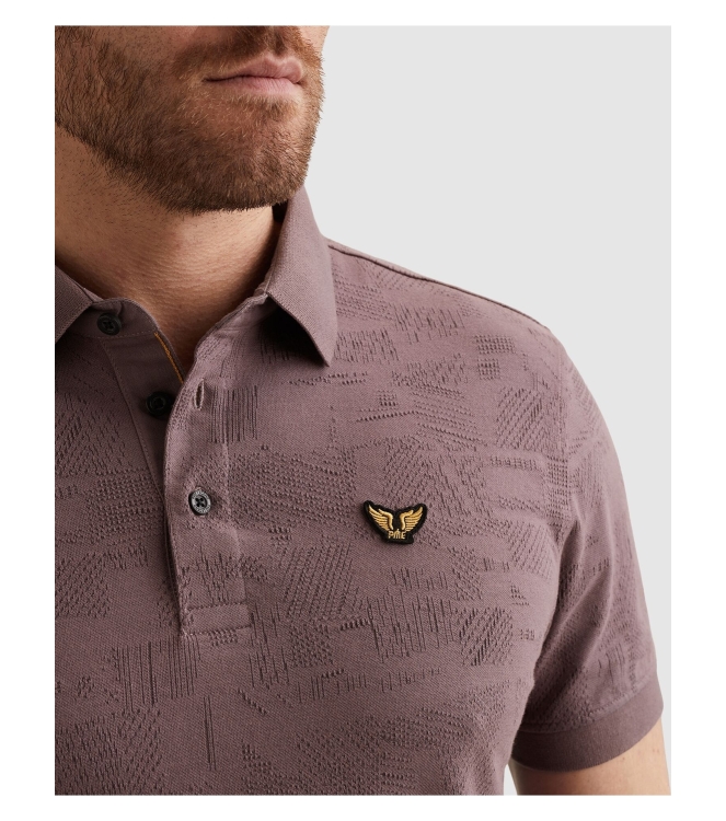 PME Legend Short sleeve polo jacquard jersey 4323 Moonscape