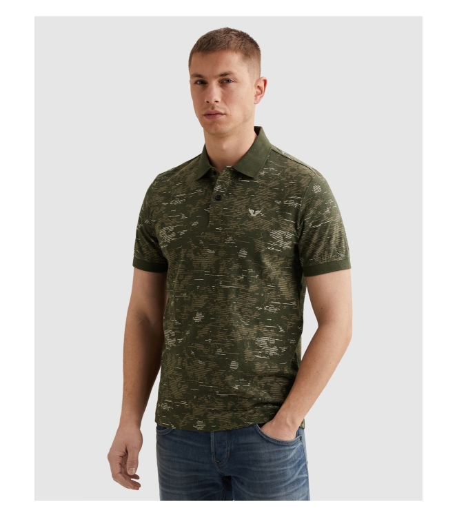 PME Legend Short sleeve polo slub jersey aop 6150 Thyme