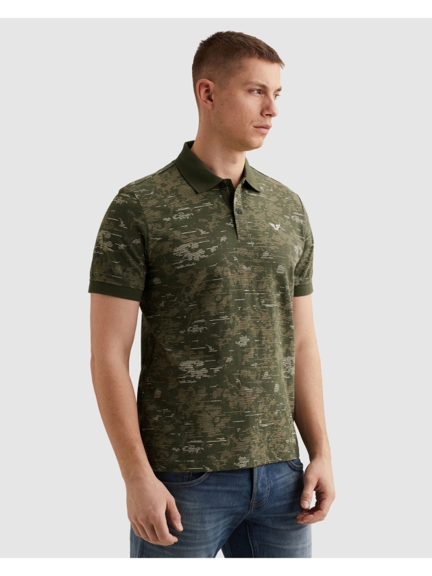 PME Legend Short sleeve polo slub jersey aop 6150 Thyme