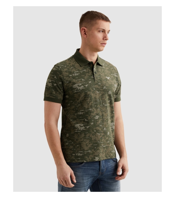 PME Legend Short sleeve polo slub jersey aop 6150 Thyme