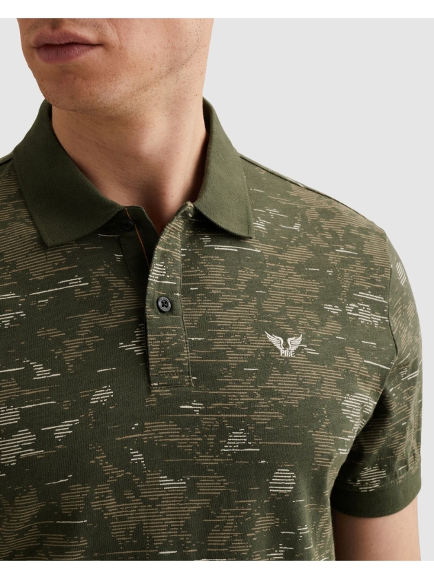 PME Legend Short sleeve polo slub jersey aop 6150 Thyme