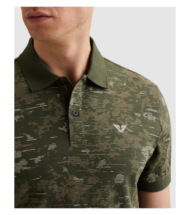 PME Legend Short sleeve polo slub jersey aop 6150 Thyme