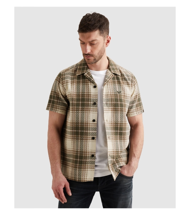 PME Legend Short Sleeve Shirt Waffle Big Chec 6150 Thyme